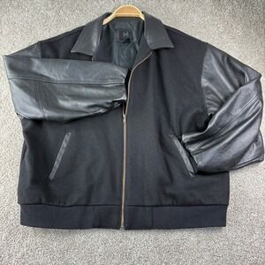 i/d Mens XL NASCAR Recycled Wool Leather Sleeve Varsity Bomber Jacket Retro 90's